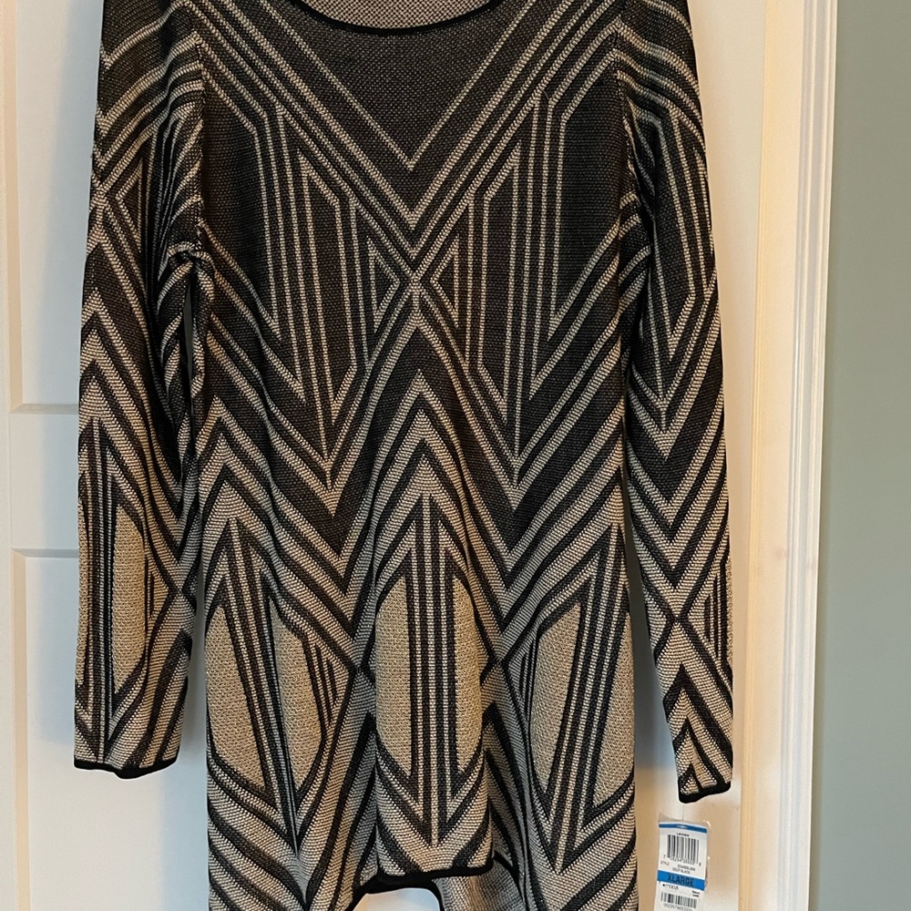 XL INC light weight Sweater Tunic Black /gray/ metallic gold